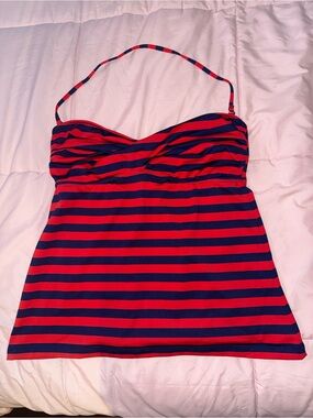 Mossimo Supply Co. Red and Navy Striped Swim Top